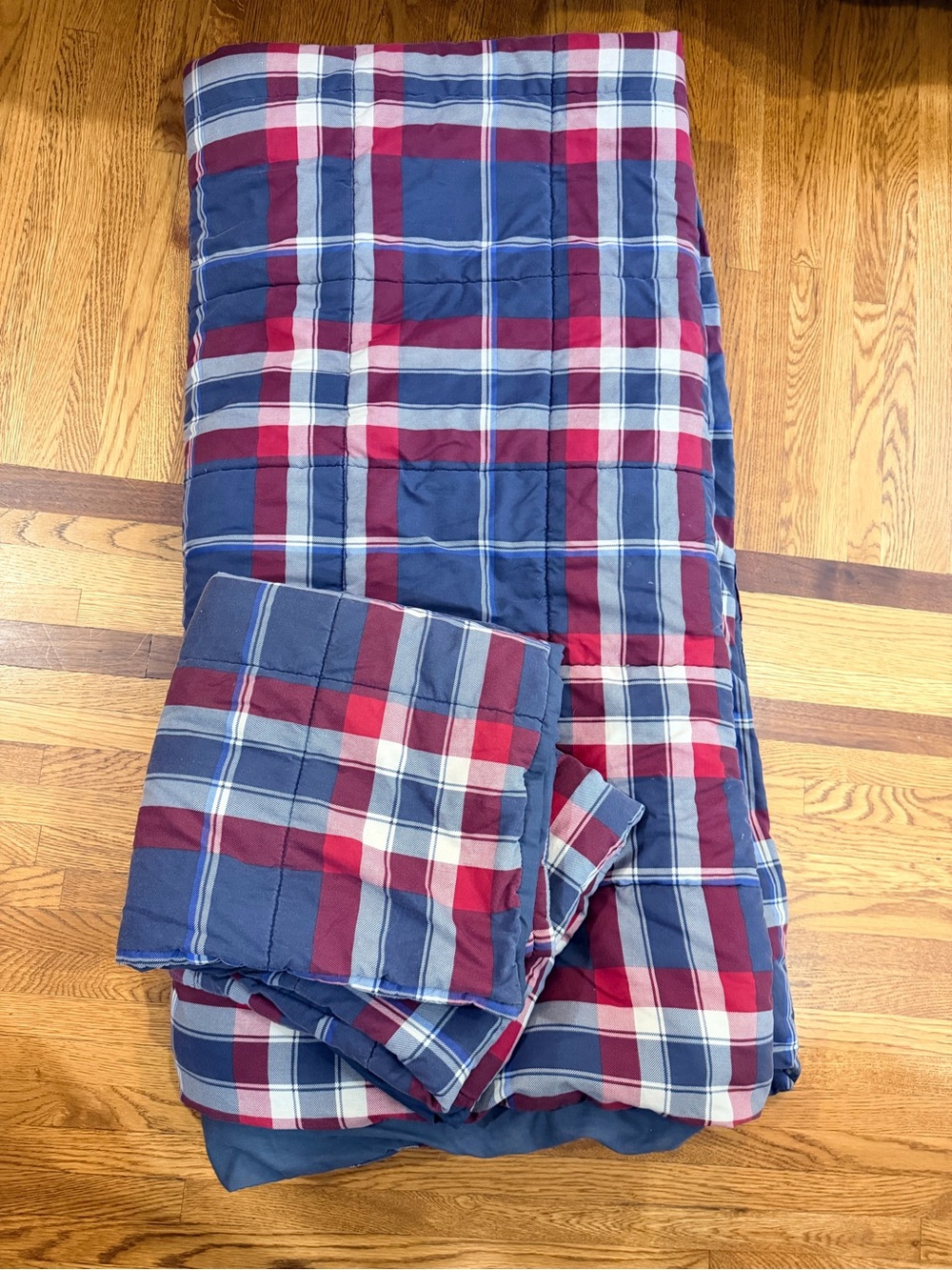 Pottery Barn Teen Plaid Cotton Comforter Set in Blue & Red - Queen